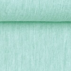 Washed Linen Fabric in Mint haze, Mint cream, Ivory cream