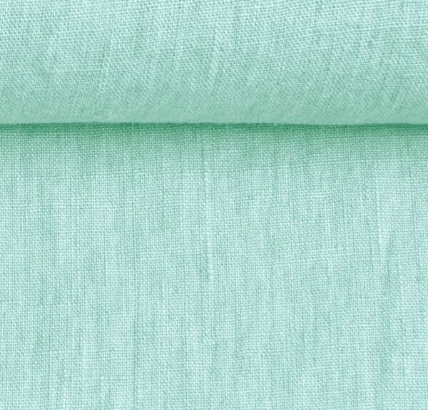 Washed Linen Fabric in Mint haze, Mint cream, Ivory cream